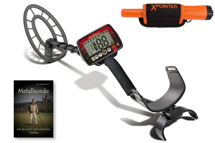 Fisher F44 Premiumpaket (Metalldetektor & Xpointer orange & Schatzsucherhandbuch)
