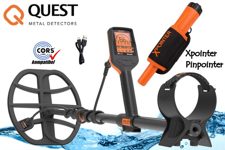 Preview: Quest X10 IDmaxX Metalldetektor & Xpointer Pinpointer (Farbe orange)