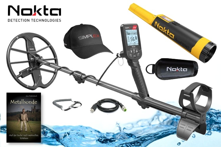 Metalldetektor Nokta Simplex ULTRA & Accupoint Pinpointer & Schatzsucherhandbuch
