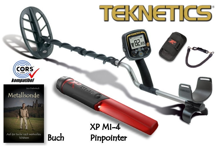 Metalldetektor Teknetics G2 plus Ausrüstungspaket III (Metalldetektor & Mi-4 Pinpointer & Schatzsucherhandbuch)