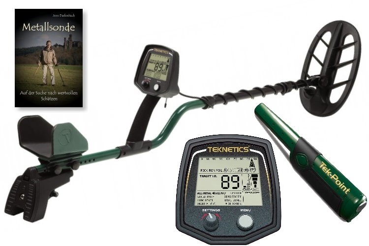 Teknetics T2 plus (Tiefensonde) mit Pinpointer und Schatzsucherhandbuch
