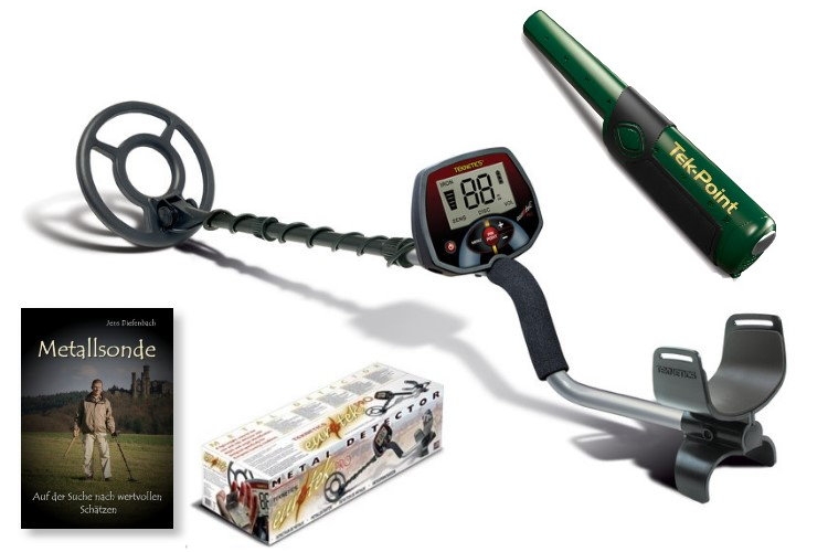 Teknetics Eurotek PRO (LTE) Profi-Ausrüstungspaket (Metalldetektor & Tek-Point Pinpointer & Schatzsucherhandbuch)