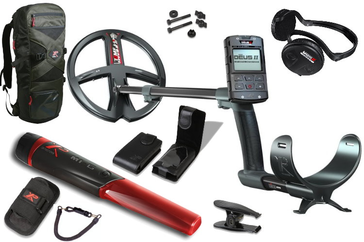 Metalldetektor XP DEUS II 22.5cm Spule mit Funkkopfhörer WSA2 & MI-6 Pinpointer